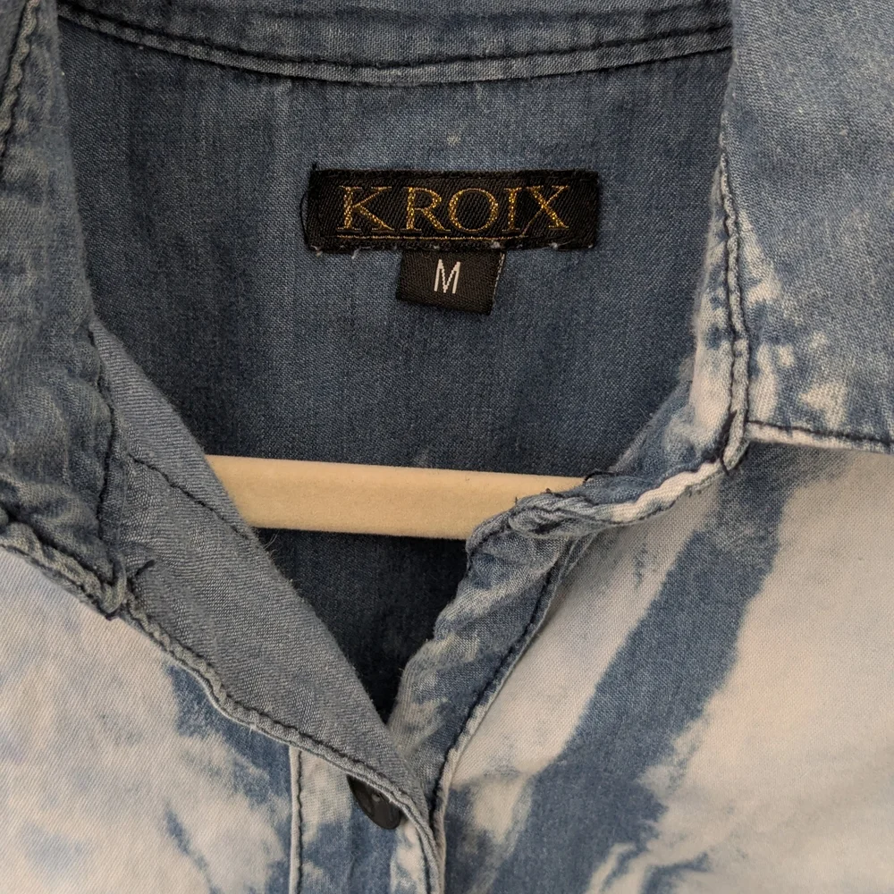 Kroix Denim Lightweight Bleached Tie Dyed Shirtdress M - Picture 6 of 11